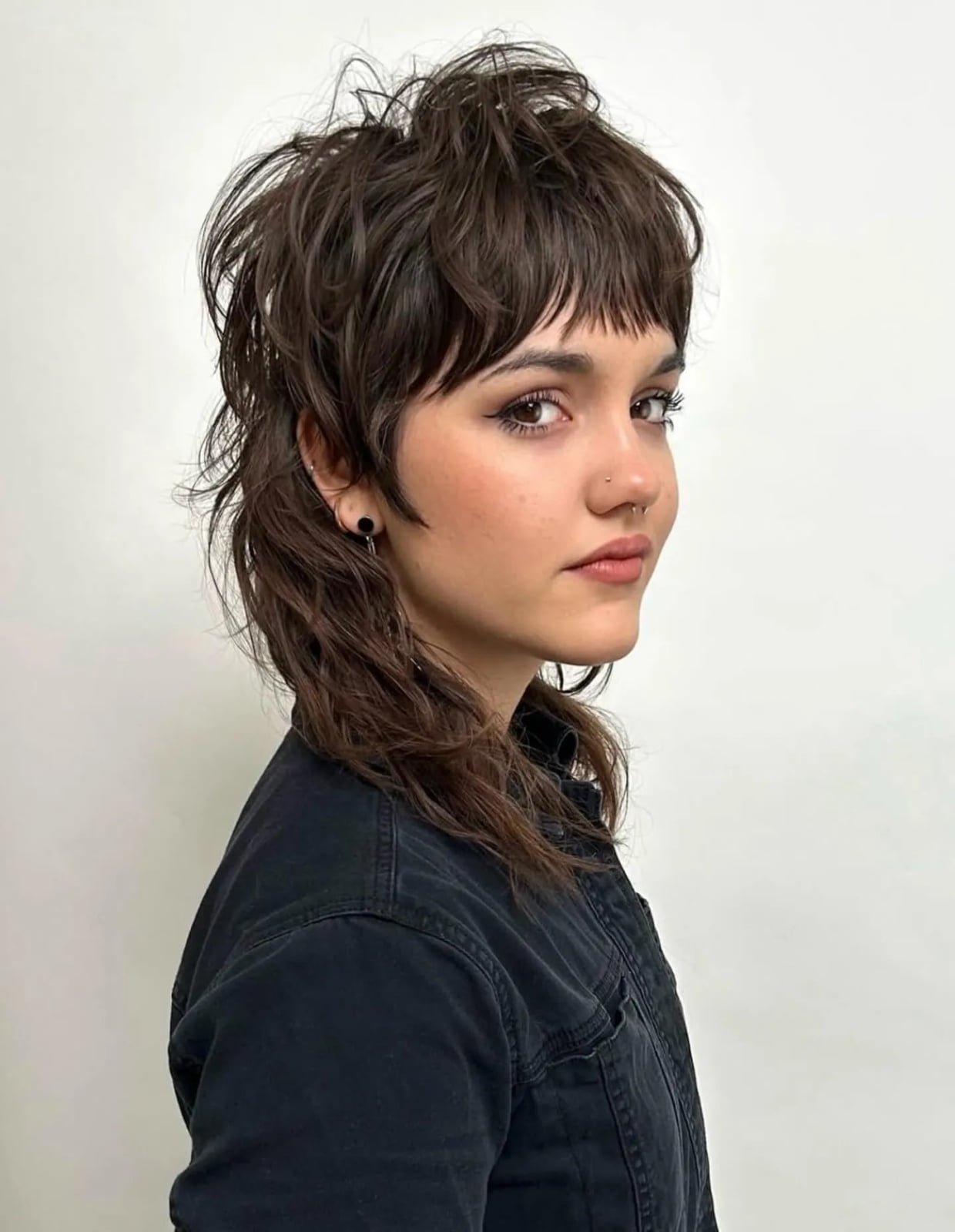Dark Brown Choppy Mullet Shag Dark Brown Choppy Mullet Shag — Classy Edgy Haircuts