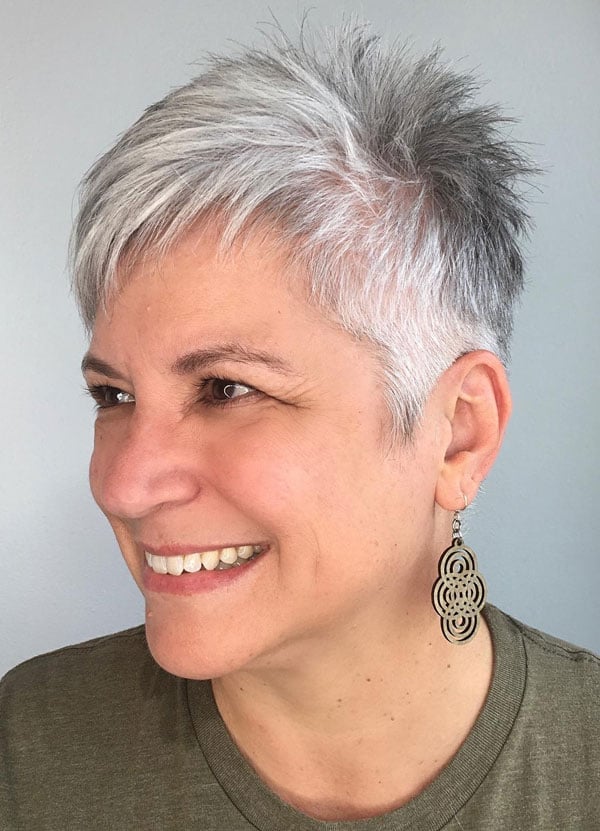 Silver Pixie With Feathered Layers Silver Pixie With Feathered Layers — Classy Edgy Haircuts