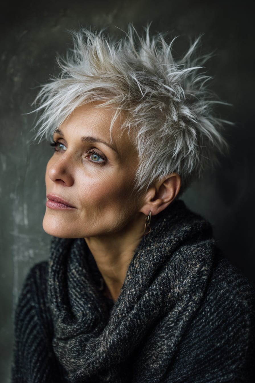 Ash Blonde Spiky Pixie Cut Ash Blonde Spiky Pixie Cut — Classy Edgy Haircuts