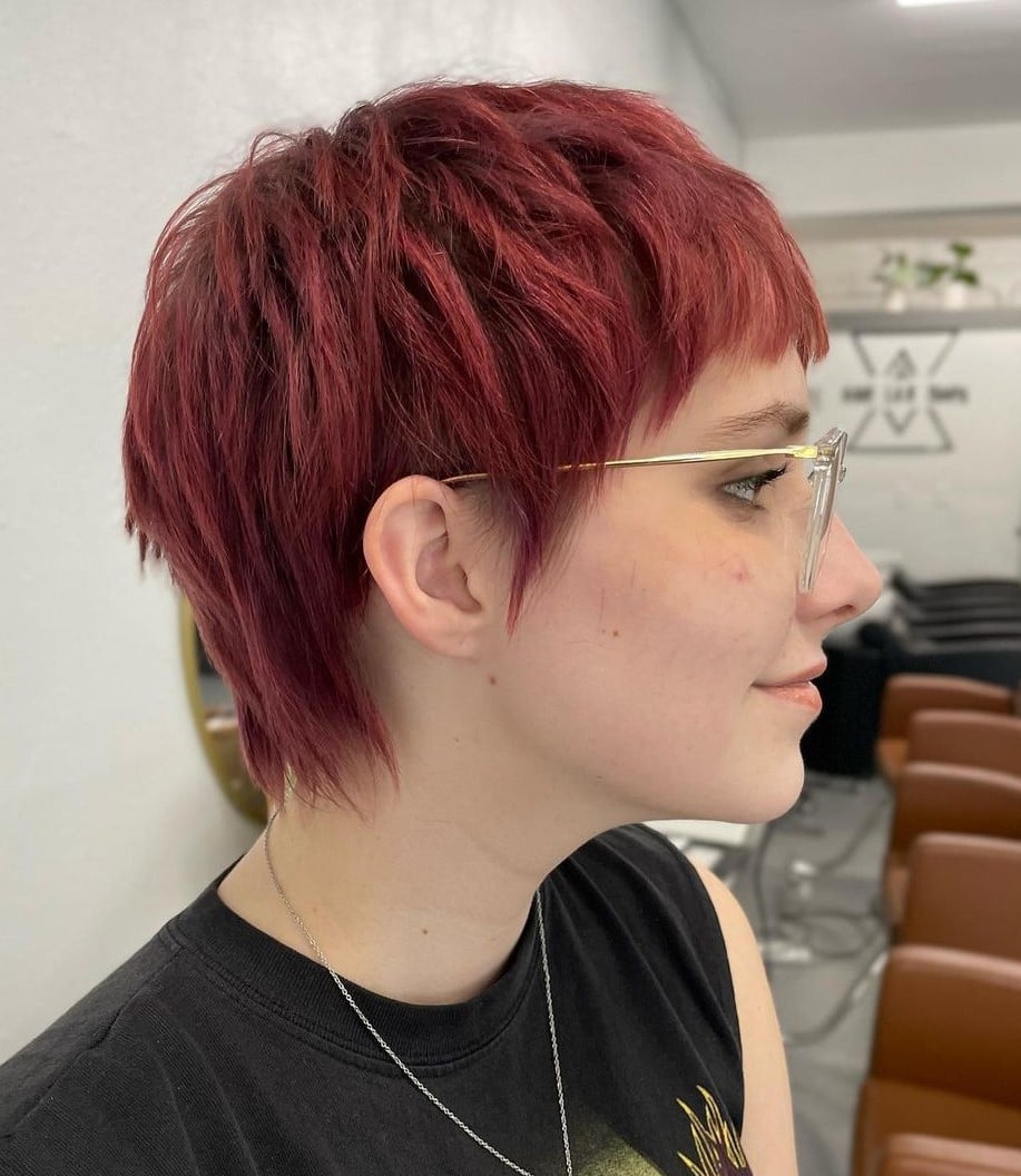 Vibrant Red Textured Pixie Vibrant Red Textured Pixie — Classy Edgy Haircuts