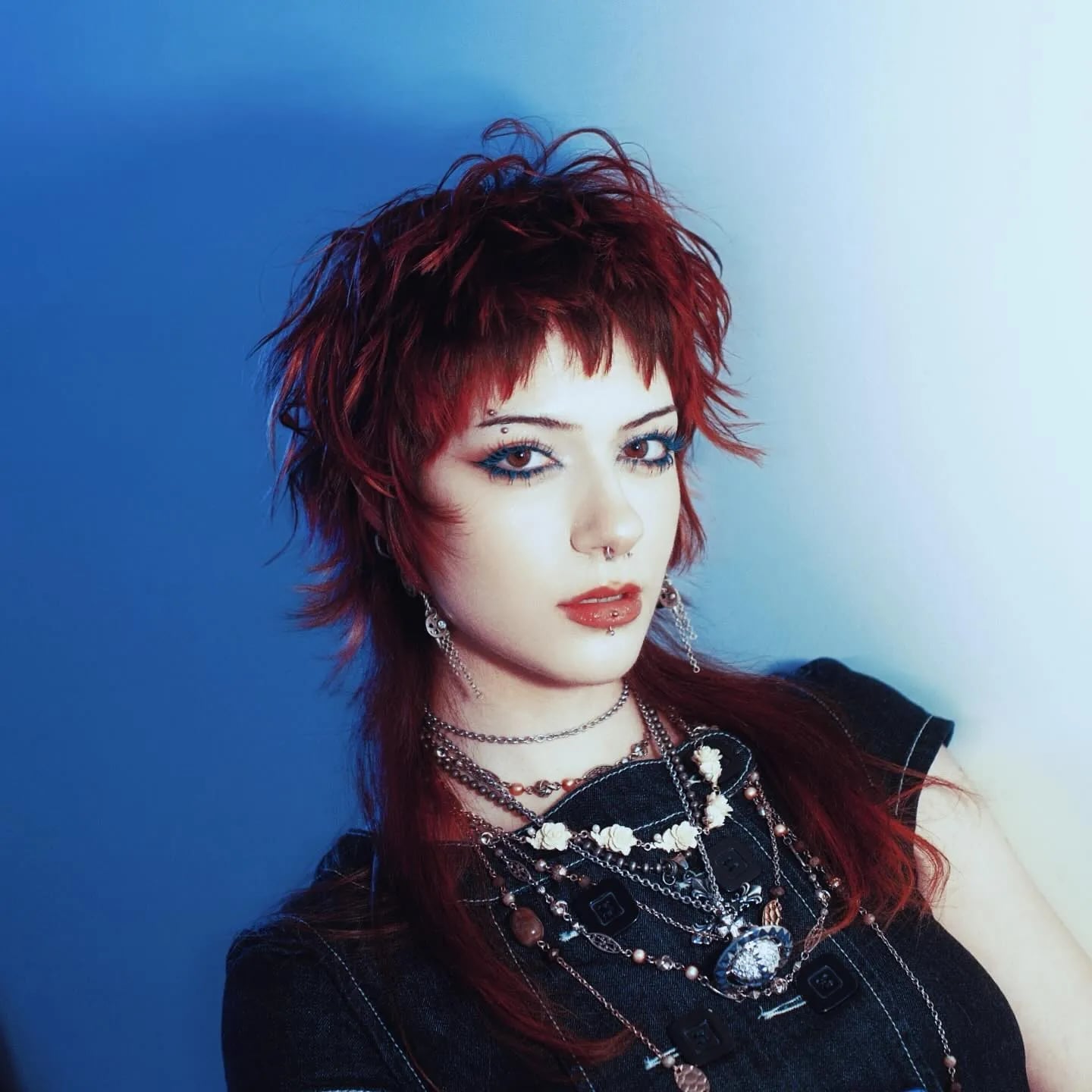 Vibrant Red Messy Shag With Choppy Layers Vibrant Red Messy Shag With Choppy Layers — Classy Edgy Haircuts