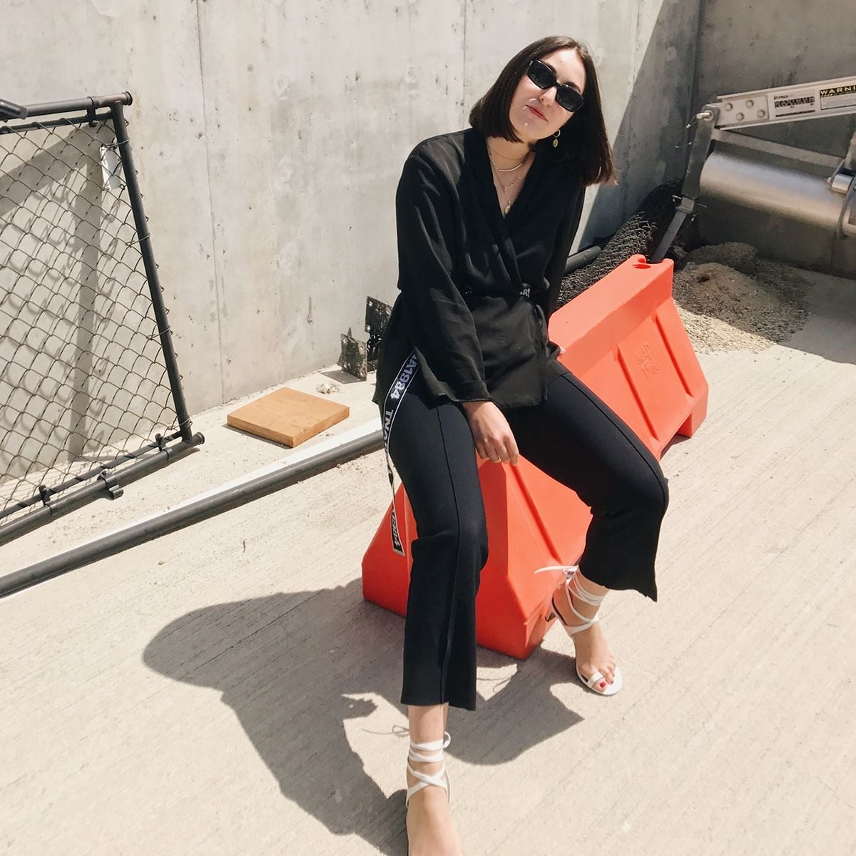 Black Belted Blazer with Cropped Trousers and White Sandals — Classy Edgy Outfits