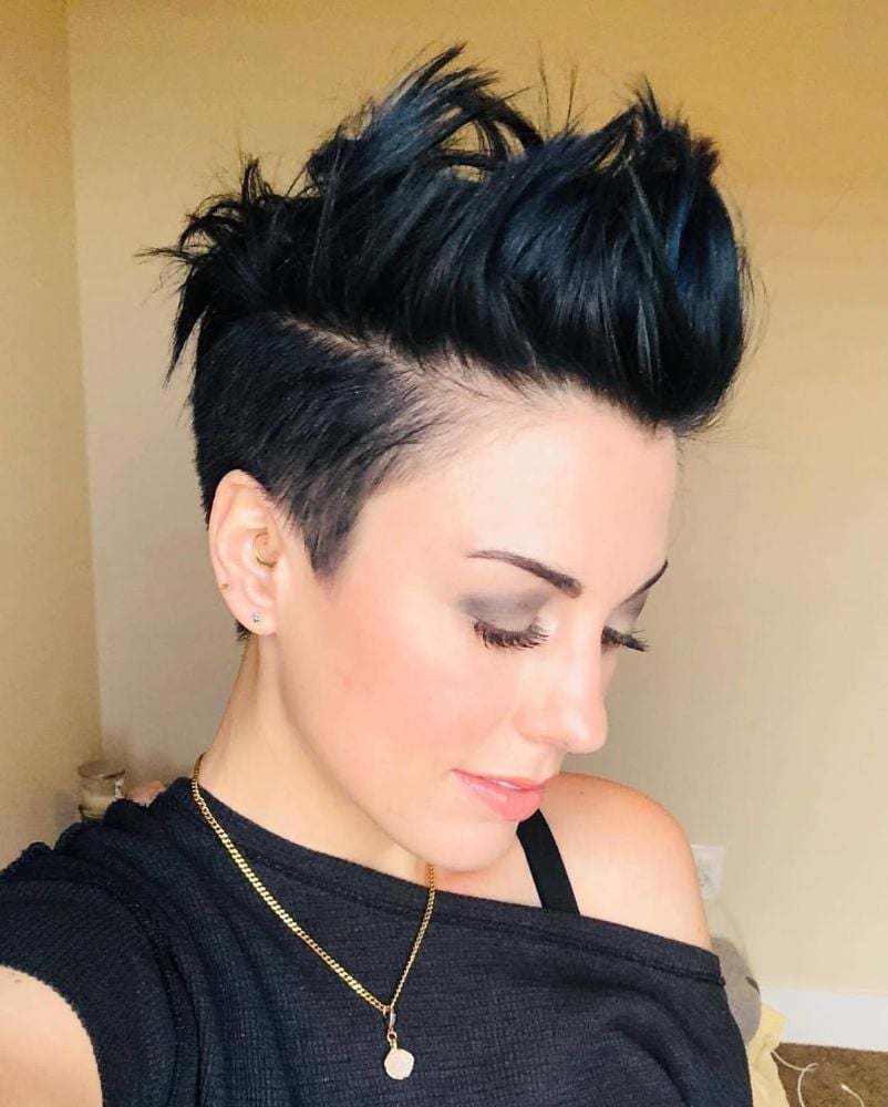 Black Pixie With Sharp Undercut And Textured Bangs Black Pixie With Sharp Undercut And Textured Bangs — Classy Edgy Pixie