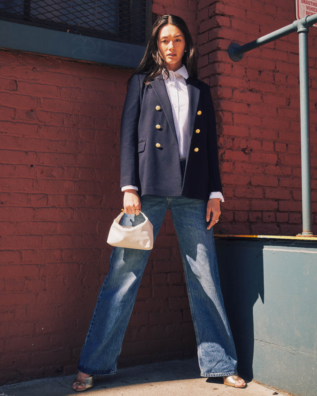 Navy Blazer With White Shirt and Jeans — Classy Errands Outfits