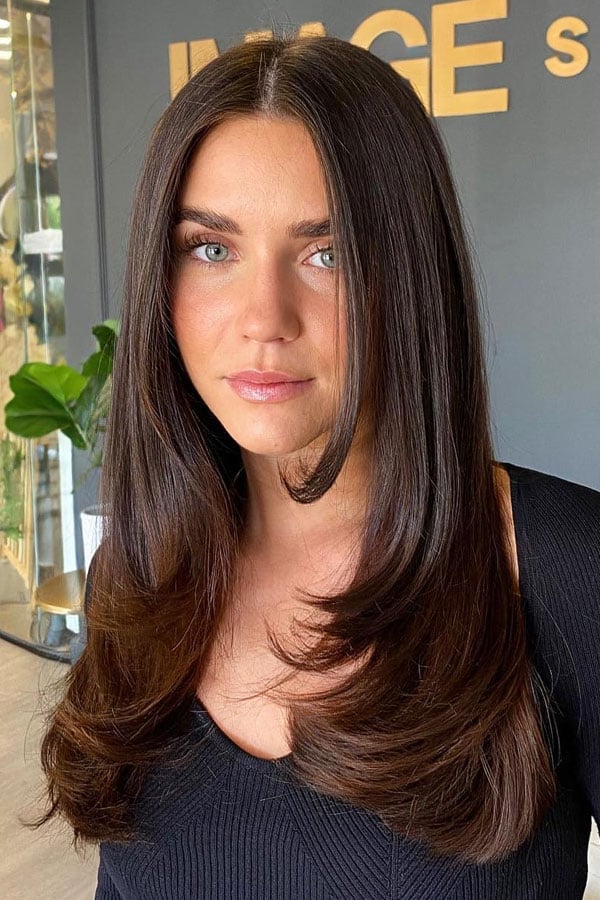Mid-Back Straight Hair With Long Layers Mid-Back Straight Hair With Long Layers — Classy Face Framing Layers