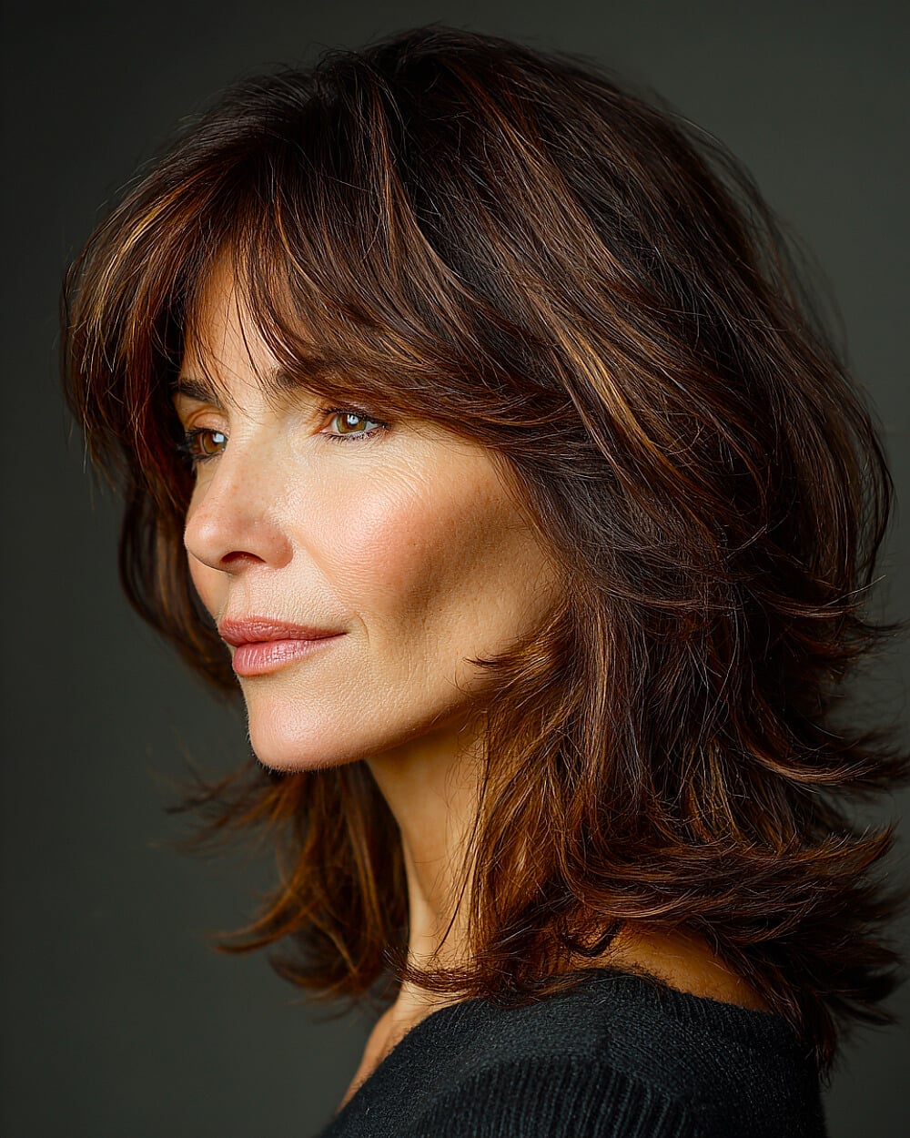 Collarbone Shag With Curtain Bangs Collarbone Shag With Curtain Bangs — Classy Face Framing Layers