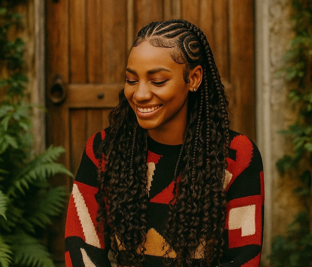 Mid-Back Braids With Wavy Loose Ends Mid-Back Braids With Wavy Loose Ends — Classy Feed in Braids Hairstyles