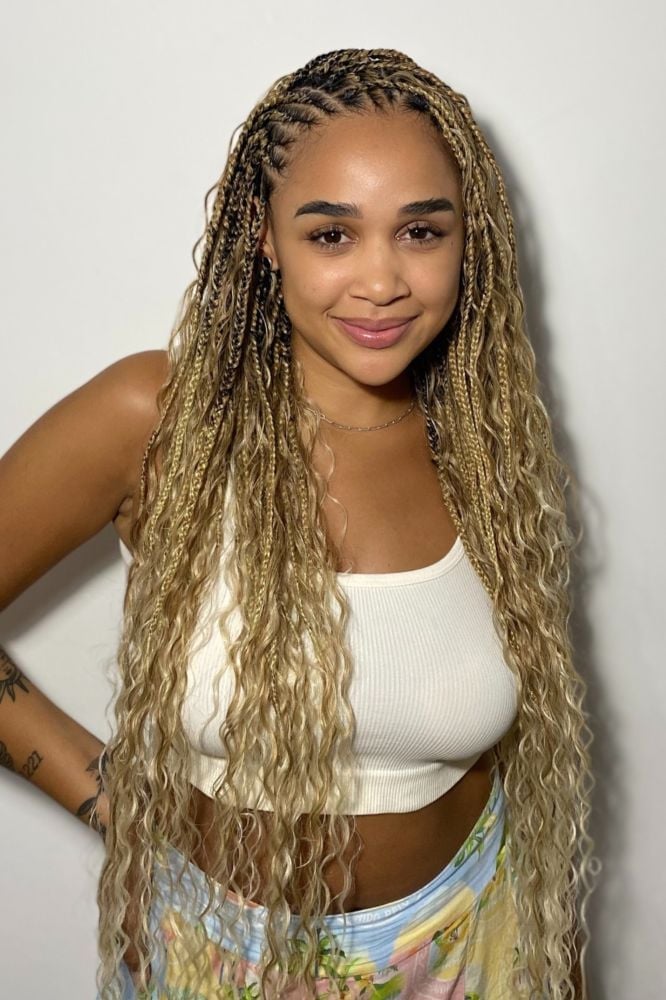Contrast Braids With Curly Ends Contrast Braids With Curly Ends — Classy Feed in Braids Hairstyles