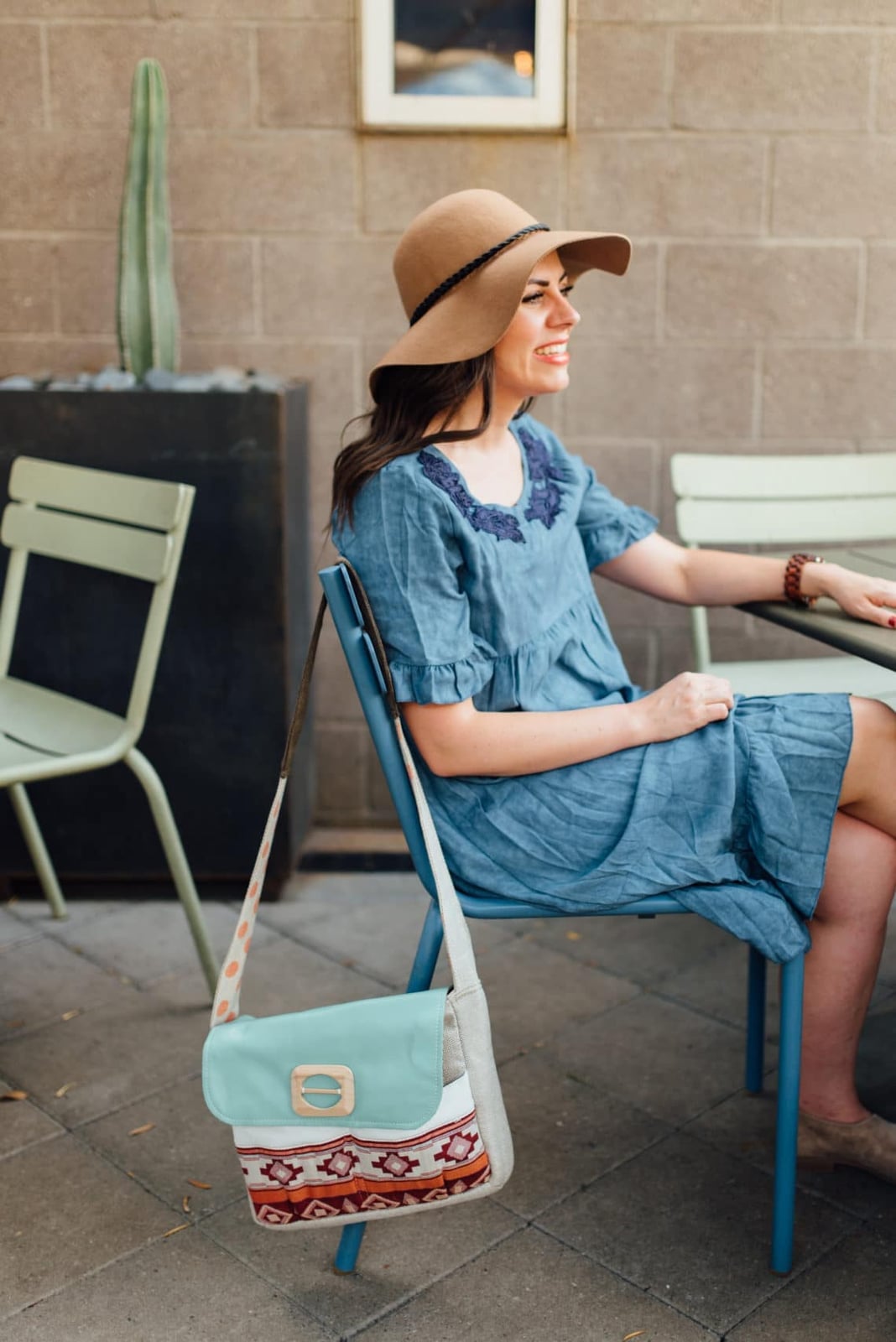 Blue Tiered Dress with Embroidered Neckline for a Casual Date Blue Tiered Dress with Embroidered Neckline for a Casual Date — Classy First Date Outfits