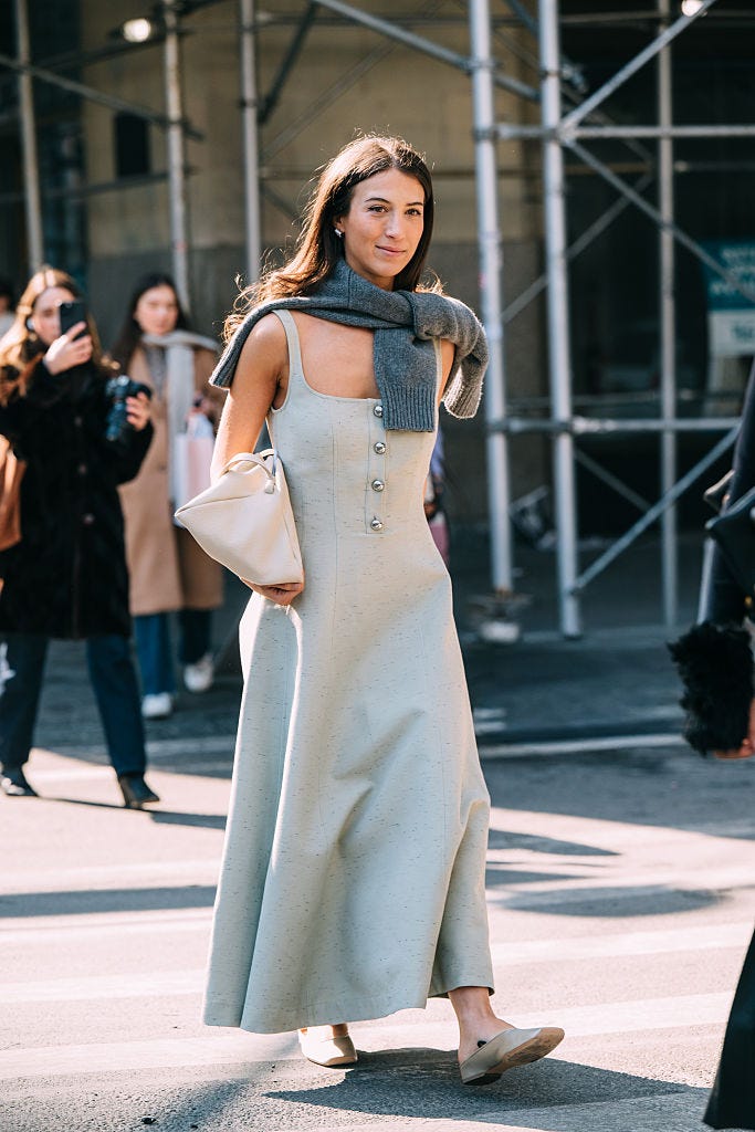 Pale Blue Button-Front Dress with Beige Flats for an Elegant Date Pale Blue Button-Front Dress with Beige Flats for an Elegant Date — Classy First Date Outfits