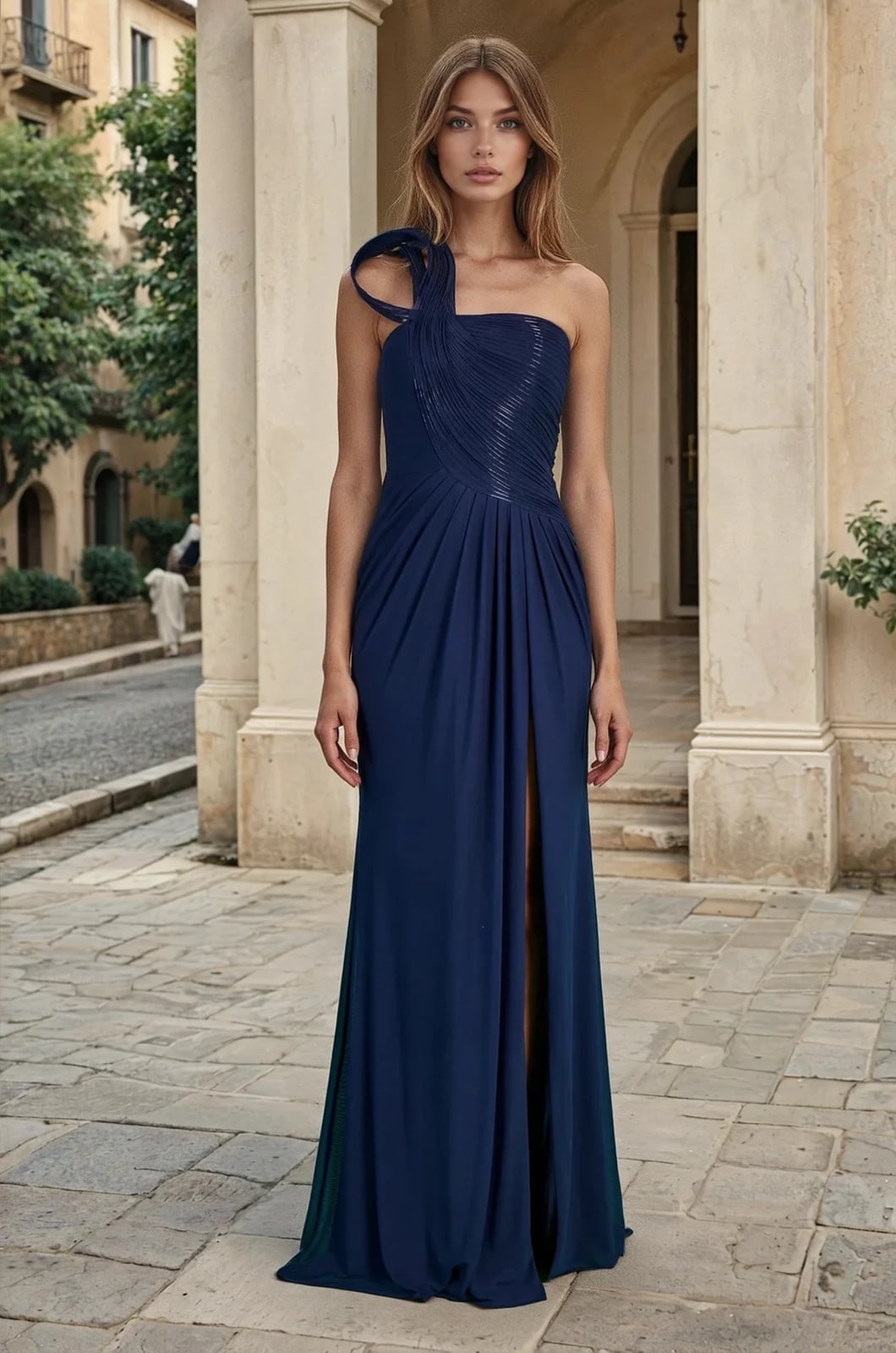 Navy One-Shoulder Formal Gown Navy One-Shoulder Formal Gown — Classy Formal Style