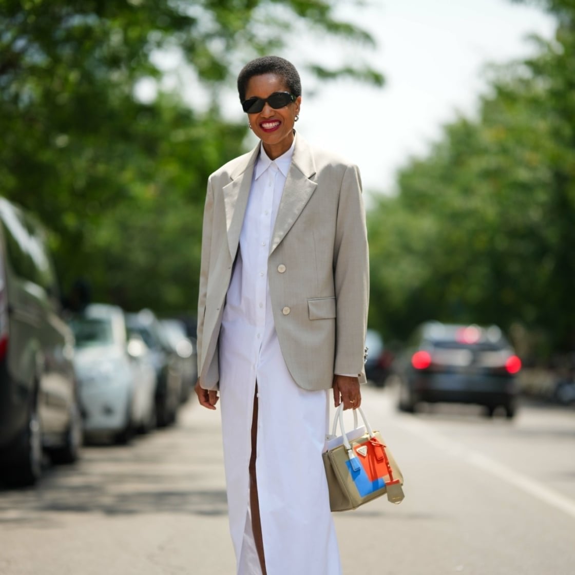 Beige Blazer Over White Shirt Dress Beige Blazer Over White Shirt Dress — Classy Formal Style