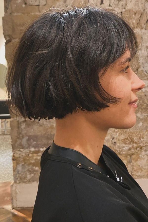 Espresso Bob Sleek Straight Side View — Classy French Bob