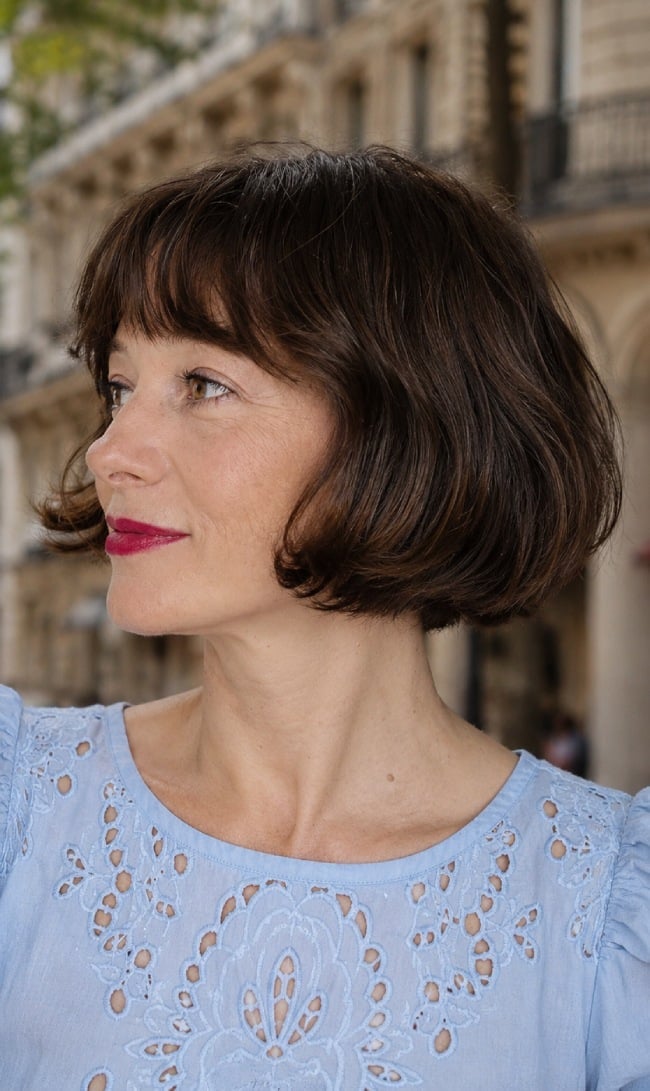Dark Chocolate Bob With Smooth Blowout — Classy French Bob