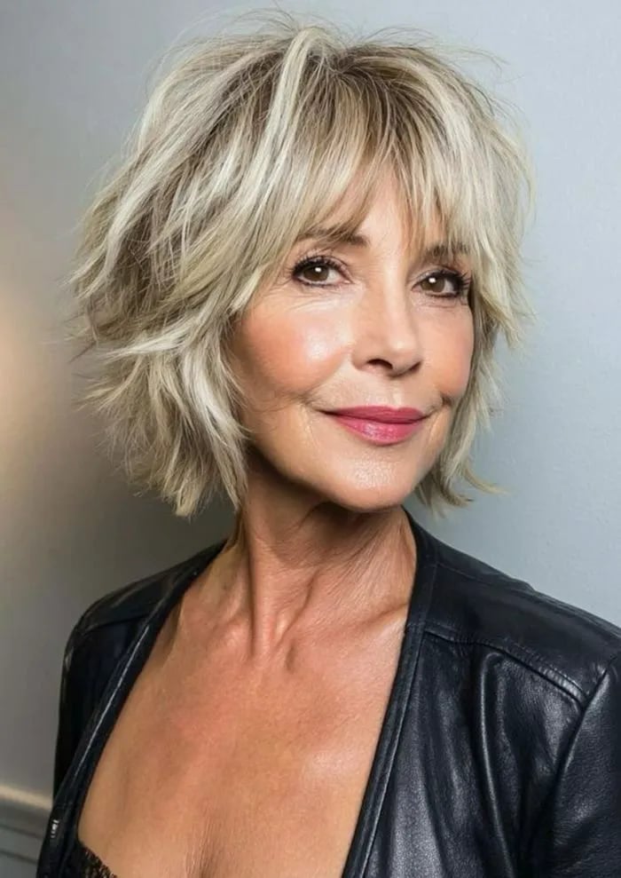 Ash Blonde Shag Bob With Curtain Bangs Ash Blonde Shag Bob With Curtain Bangs — Classy French Bob Haircut