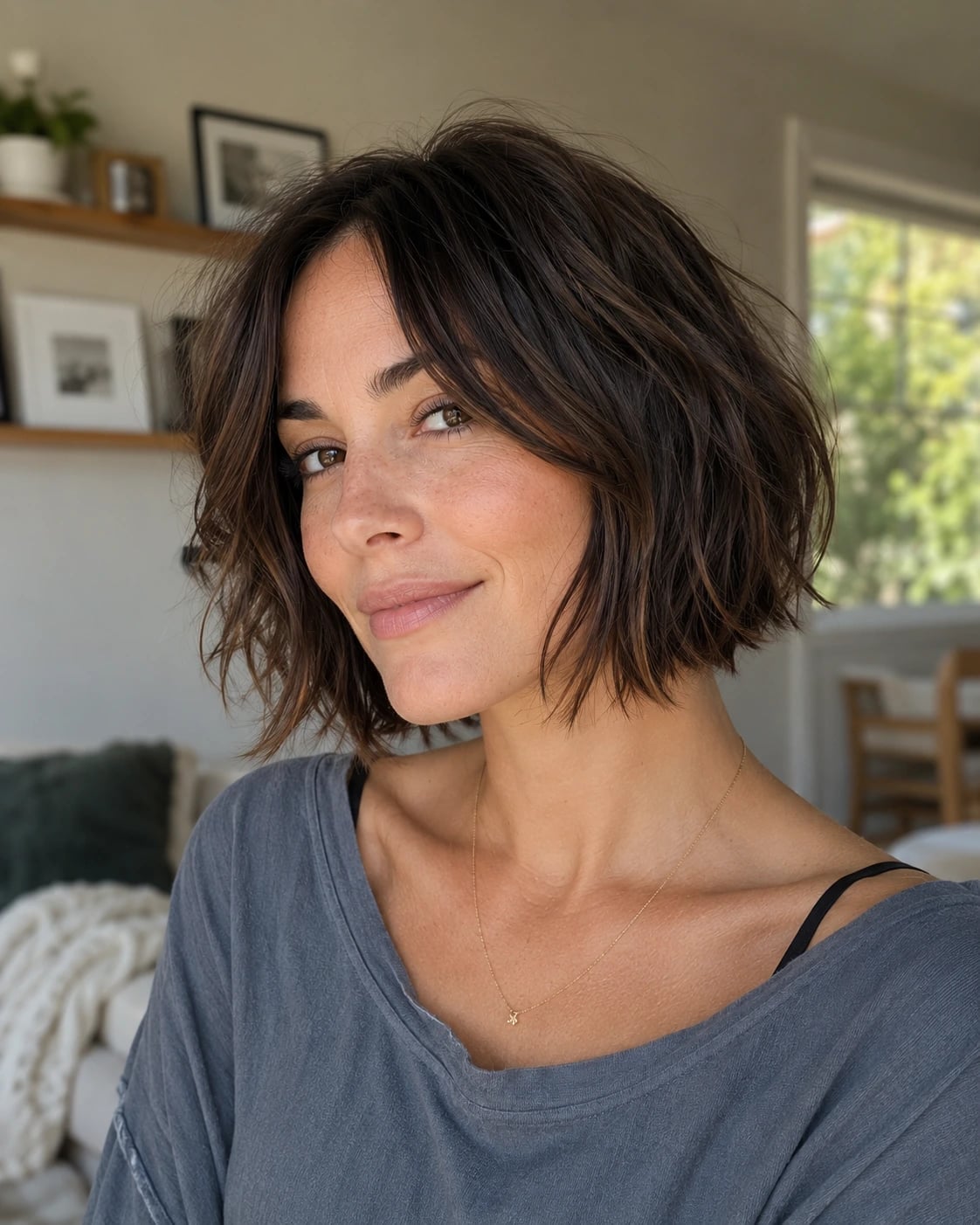 Layered Bob With Wispy Bangs Layered Bob With Wispy Bangs — Classy French Bob Haircut
