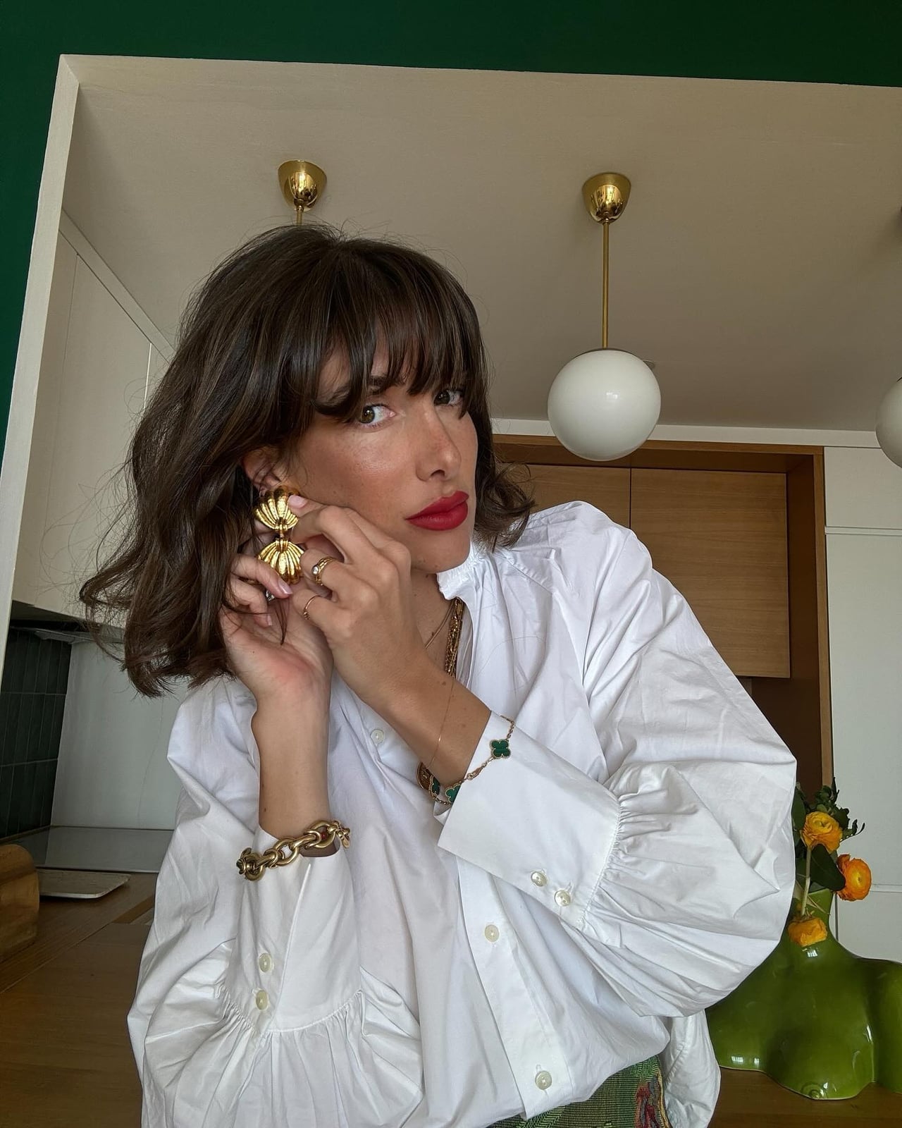 Layered Dark Brown Bob With Blended Bangs Layered Dark Brown Bob With Blended Bangs — Classy French Bob with Bangs