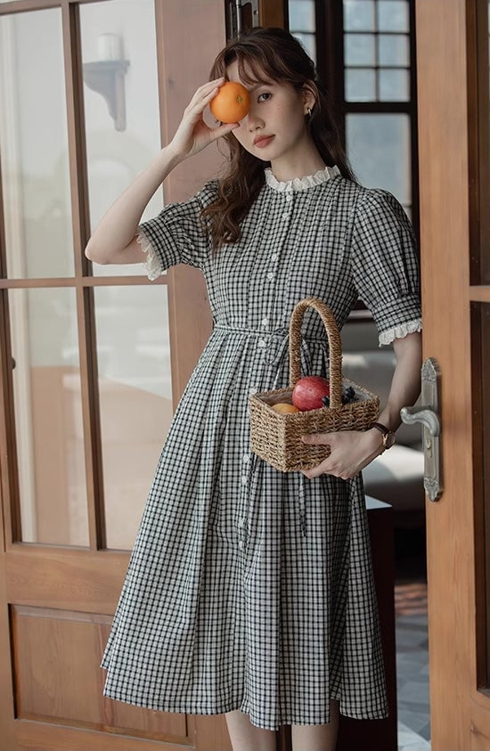 Black and White Gingham Button-Up Midi Dress Black and White Gingham Button-Up Midi Dress — Classy Gingham Dress
