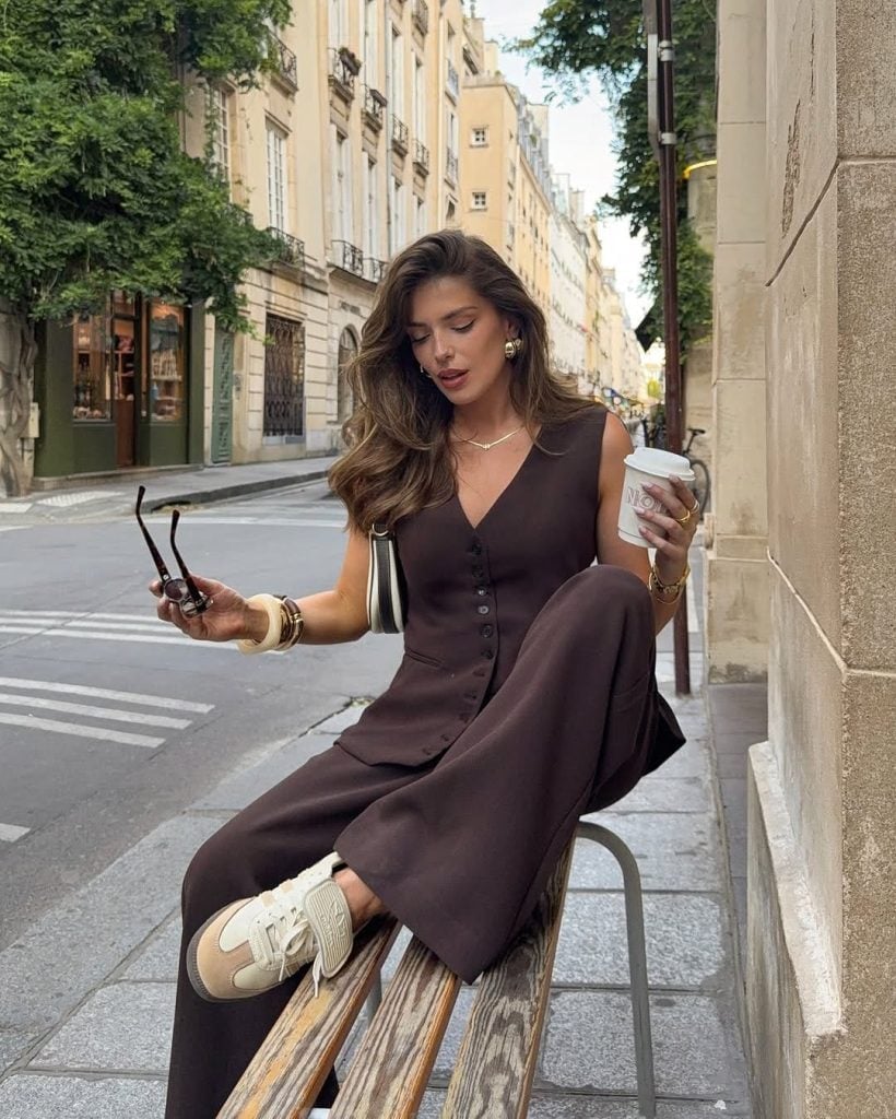 Sleeveless Vest And Wide Leg Trousers — Classy Girly Outfits