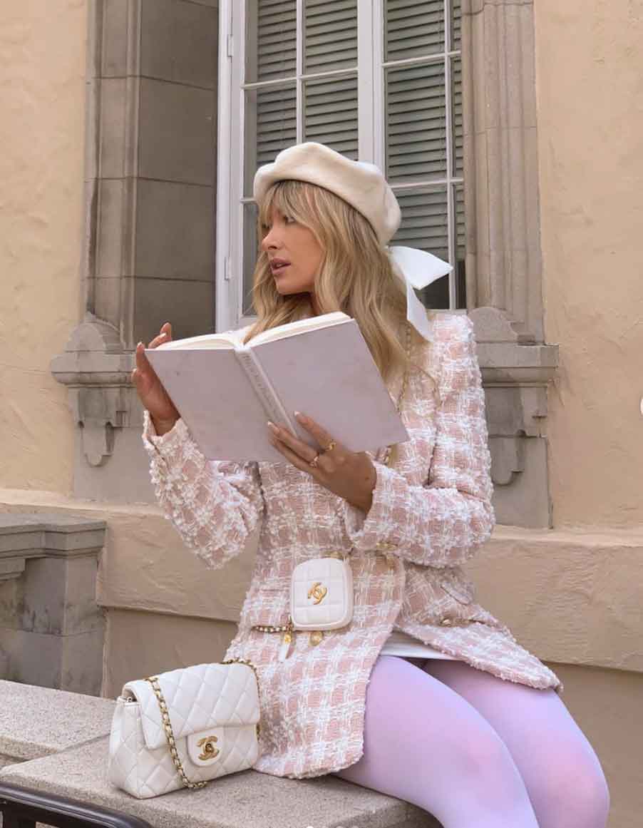Pink Tweed Jacket With Pearl Details — Classy Girly Outfits