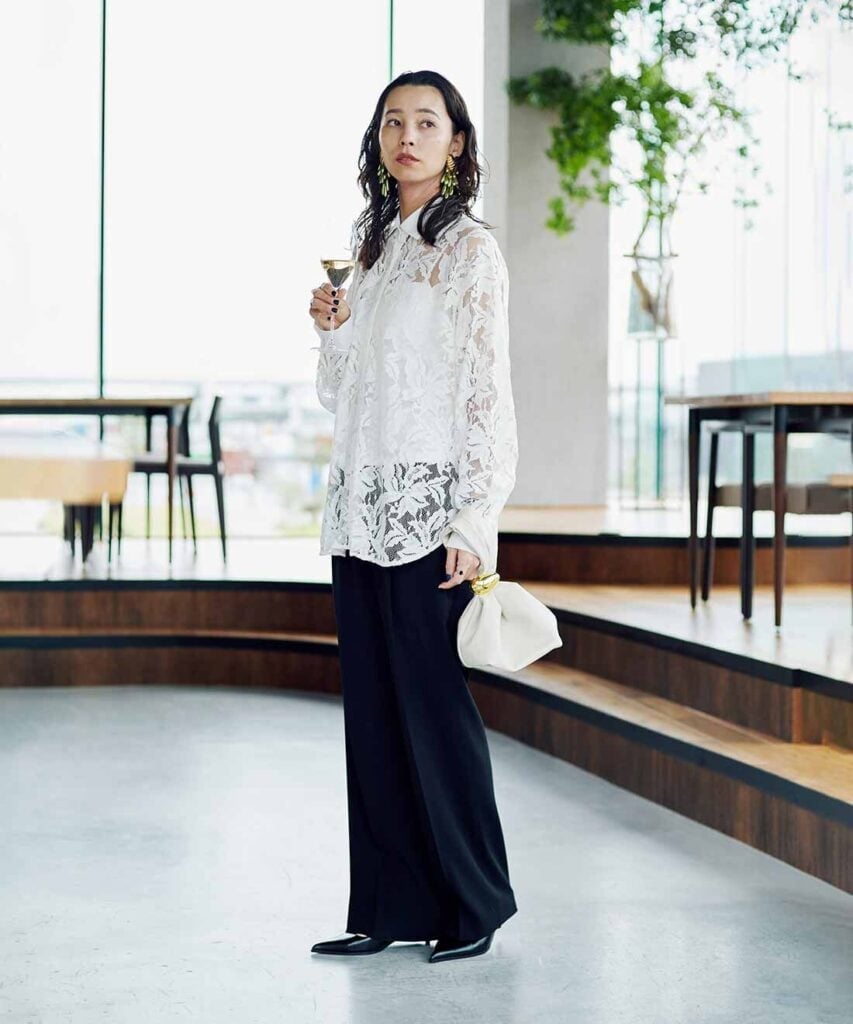 Lace Shirt With Black Trousers — Classy Girly Outfits