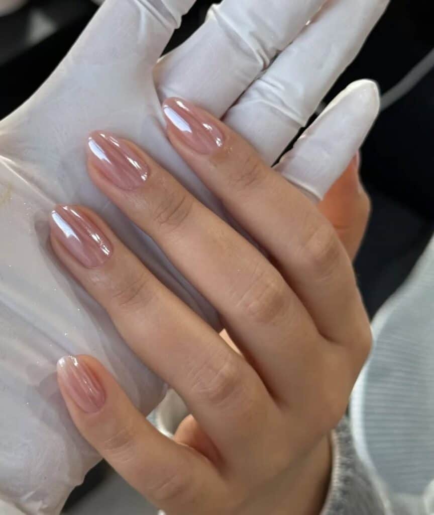 Medium Almond Pinkish Nude Glass Nails Medium Almond Pinkish Nude Glass Nails — Classy Glass Nails