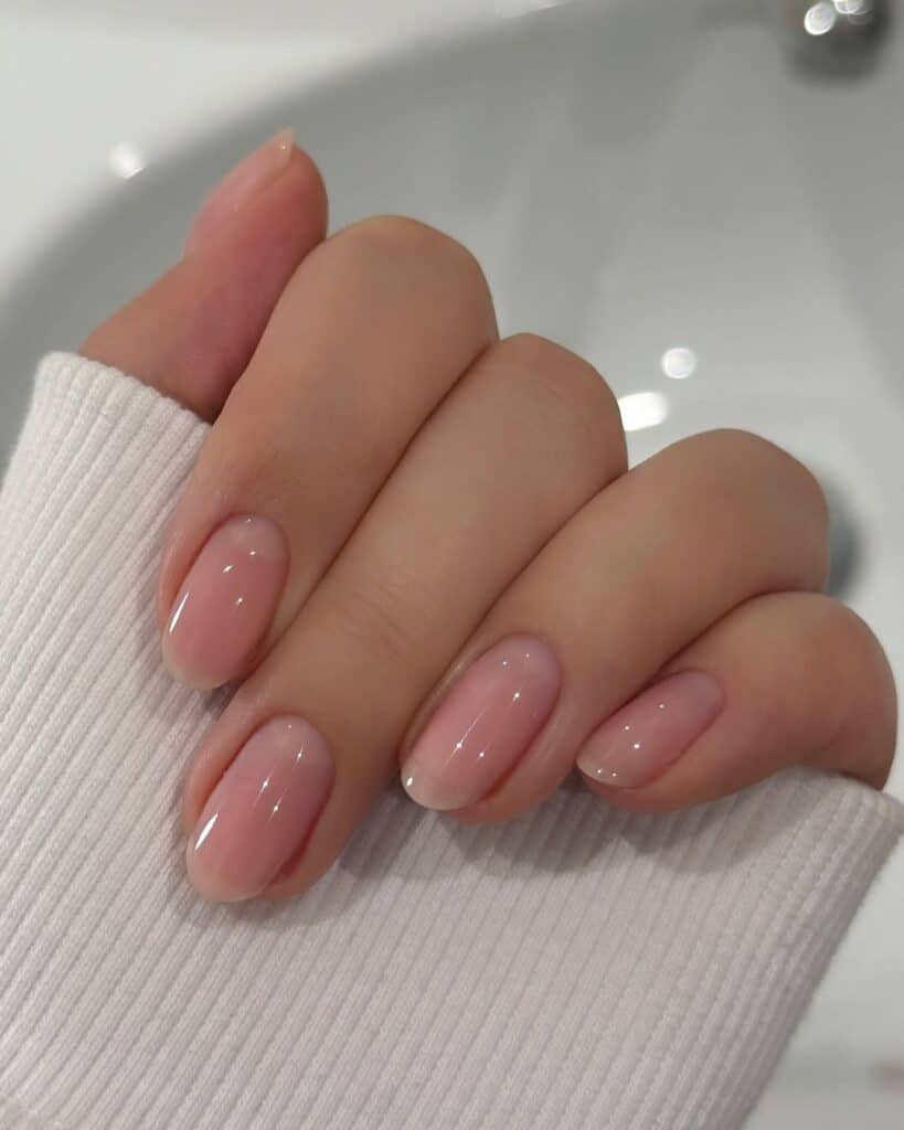 Short Oval Jelly Pink Glass Nails Short Oval Jelly Pink Glass Nails — Classy Glass Nails