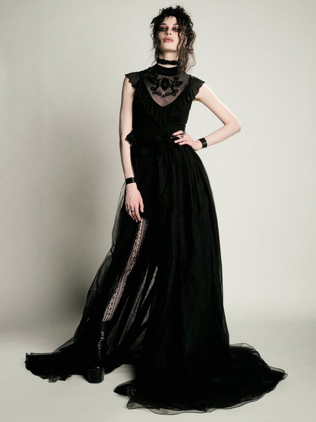 Gothic Dress with Fitted Bodice and Tulle Skirt — Classy Gothic Style