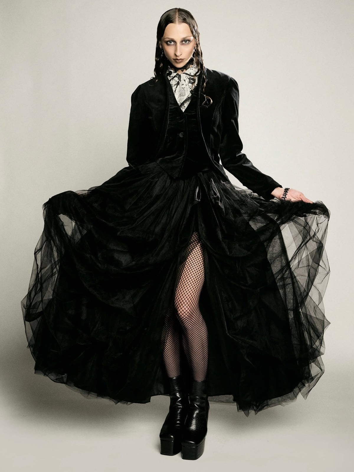 Velvet Jacket and Waistcoat with Tulle Skirt — Classy Gothic Style