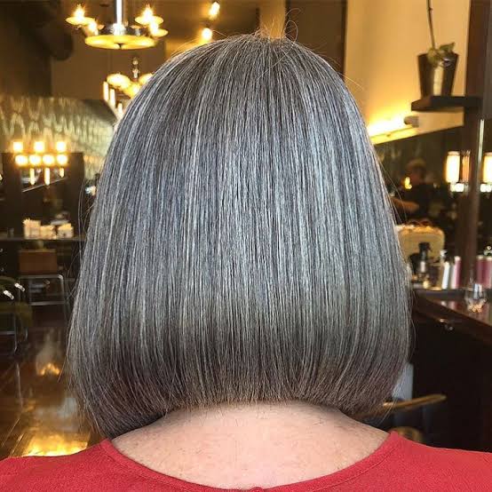 Collarbone Bob With Seamless Gray Collarbone Bob With Seamless Gray — Classy Gray Blending Hair