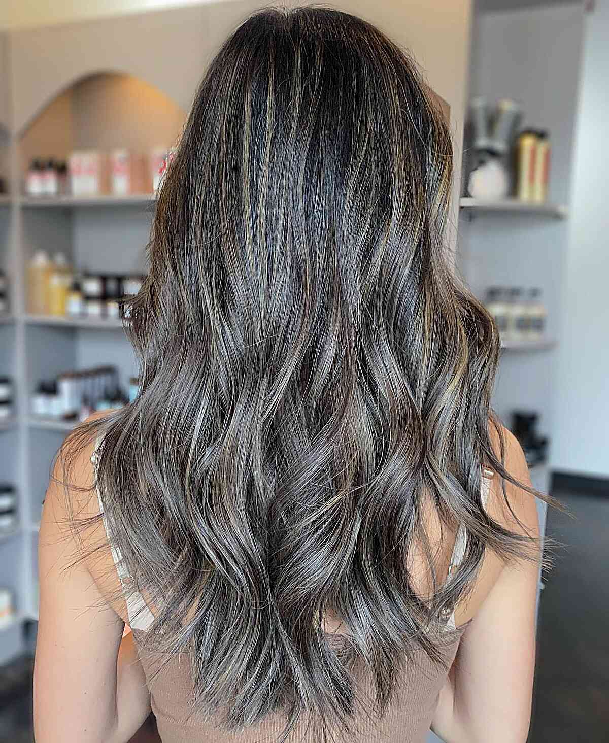 Long Layers With Ash Blonde Balayage Long Layers With Ash Blonde Balayage — Classy Gray Blending Hair