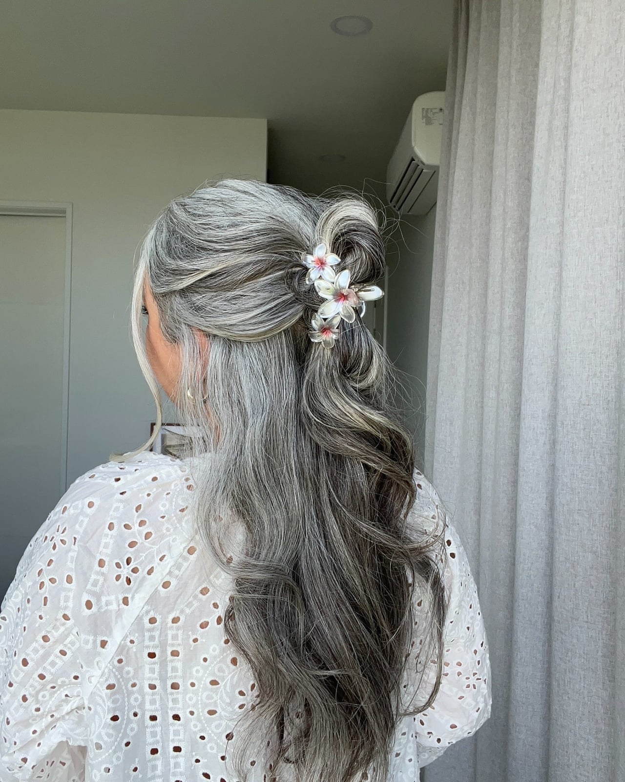Half Updo With Braids And Waves Half Updo With Braids And Waves — Classy Gray Blending Hair