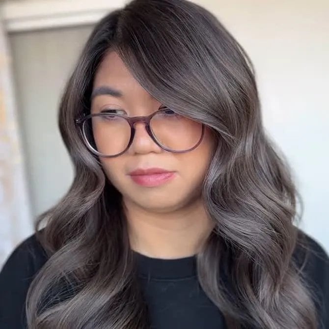 Shoulder Layers With Blended Gray Tones — Classy Gray Blending Hair Dark Brown