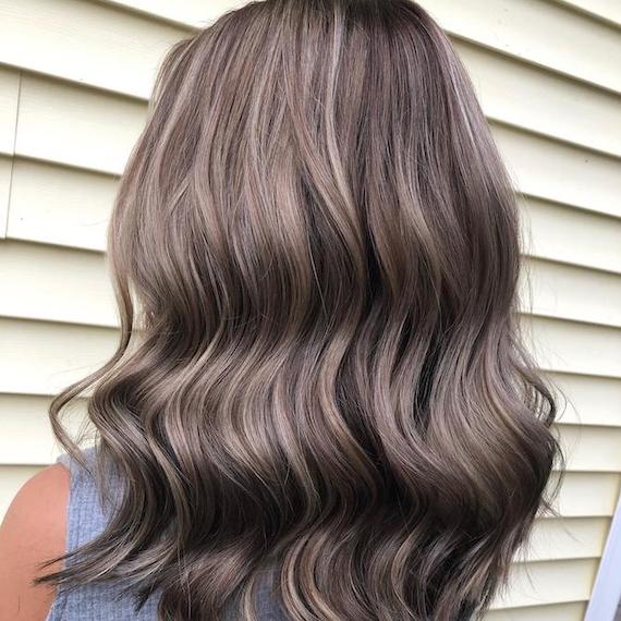Mid-Back Layers Gray Ash Blonde Blend, Office-Safe Version — Classy Gray Blending Hair Dark Brown