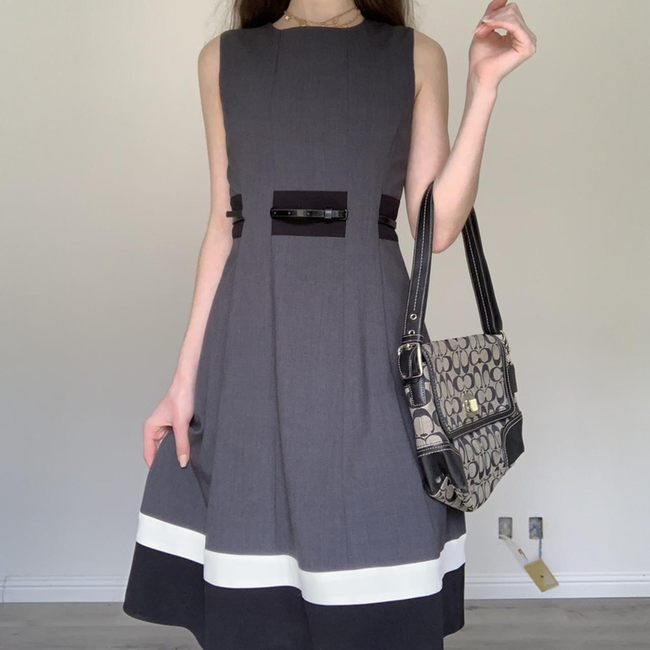 Gray Sleeveless Sheath Dress with Contrasting Hem Gray Sleeveless Sheath Dress with Contrasting Hem — Classy Gray Dress