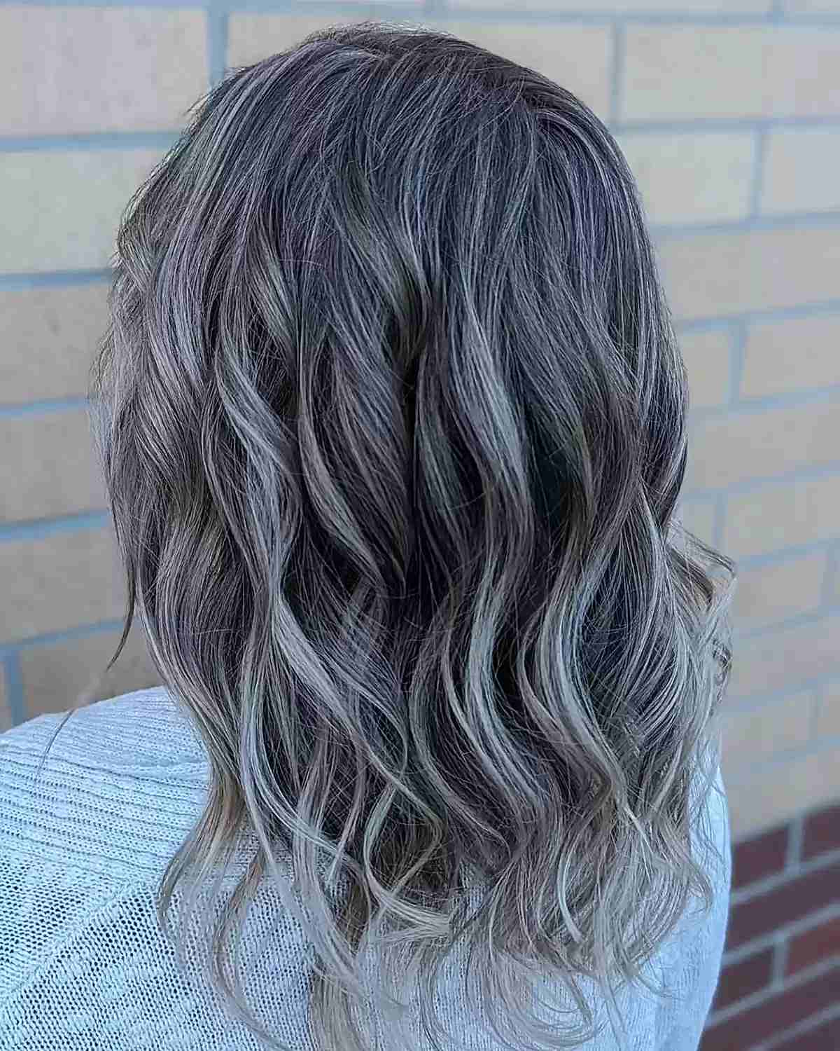 Dark Ash Blonde With Cool Gray Highlights, Collarbone Dark Ash Blonde With Cool Gray Highlights, Collarbone — Classy Grey Blending Highlights