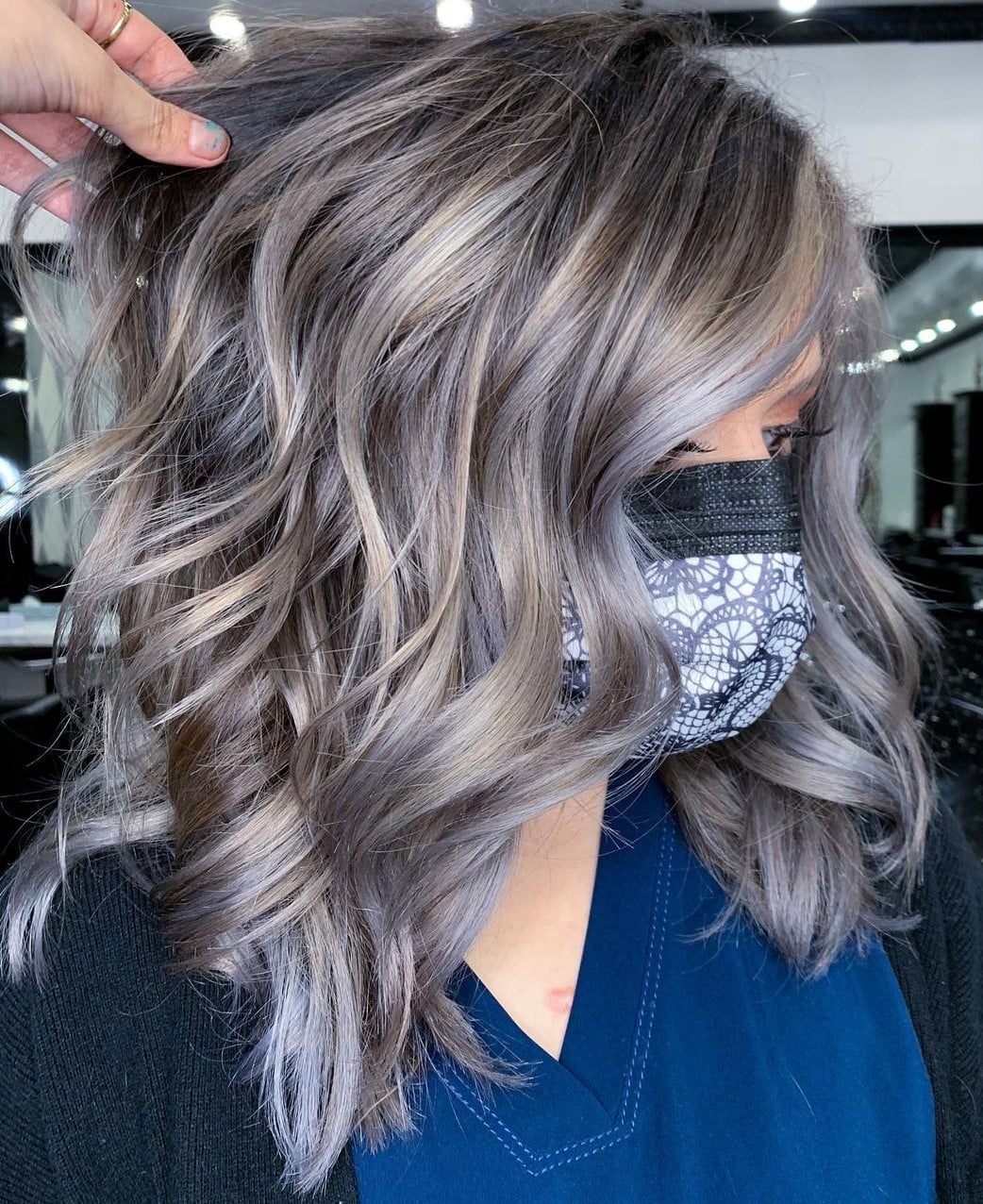 Ash Blonde And Gray Highlights, Mid-Back, Close-Up Take Ash Blonde And Gray Highlights, Mid-Back, Close-Up Take — Classy Grey Blending Highlights