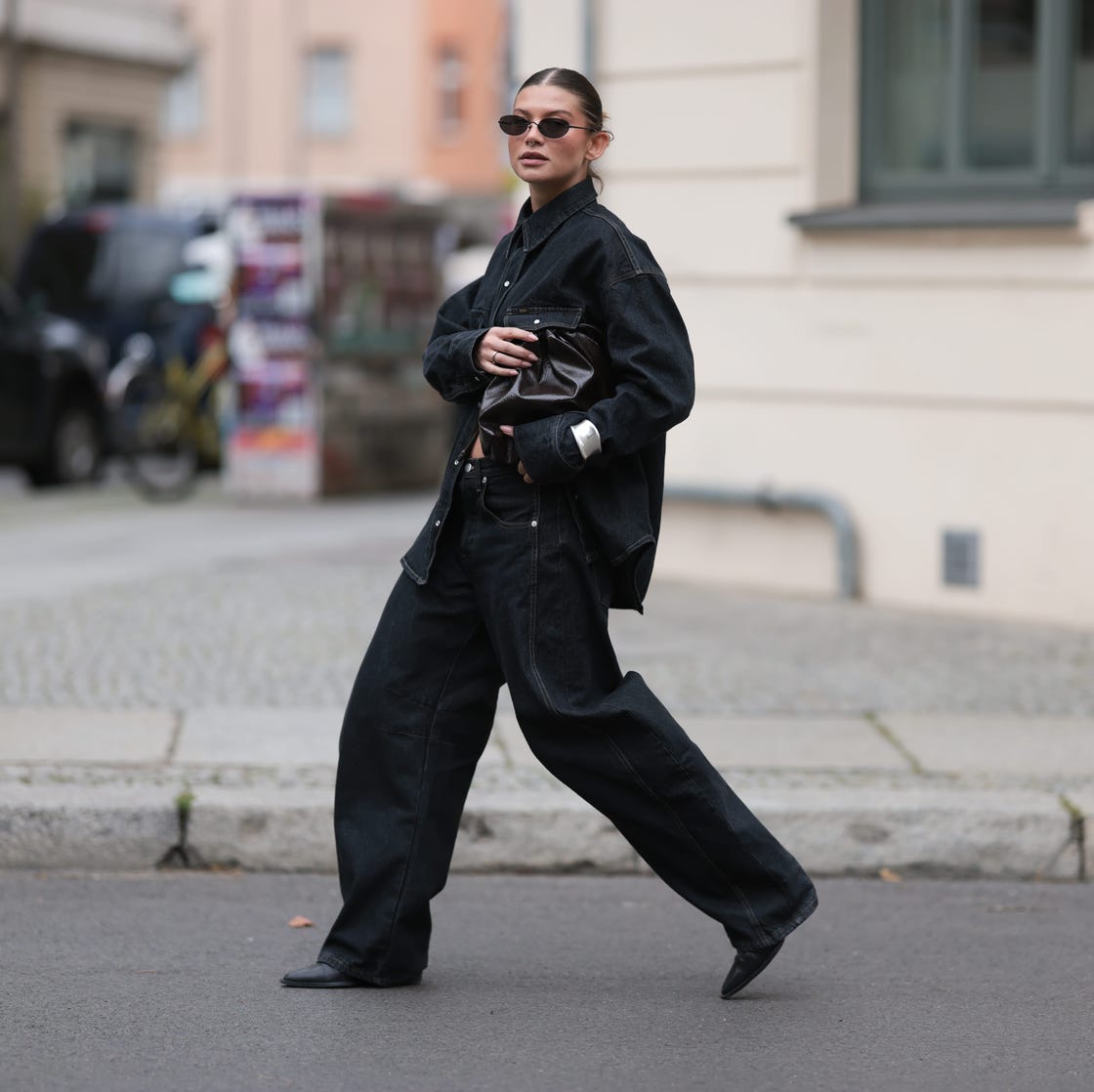 Oversized Denim Shirt With Wide Leg Jeans — Classy Grunge Style