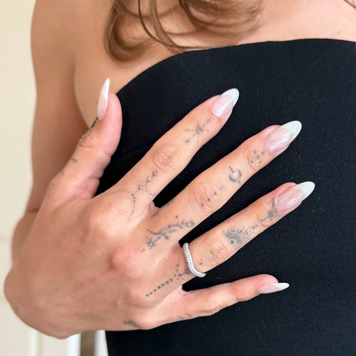 Milky White French Short Almond Nails — Classy Hailey Bieber Nails