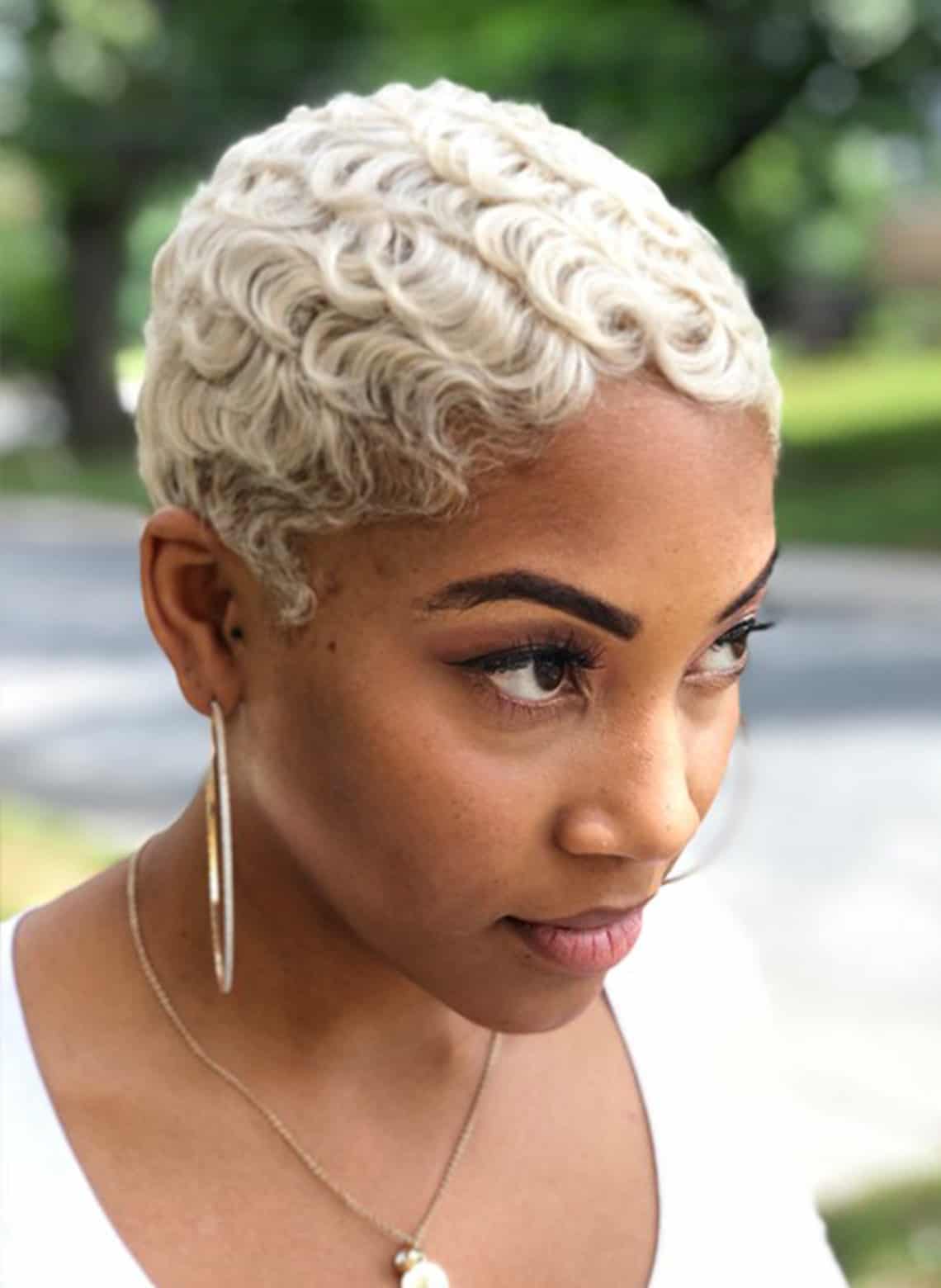 Platinum Pixie Bob With Finger Waves Platinum Pixie Bob With Finger Waves — Classy Hair for Round Face