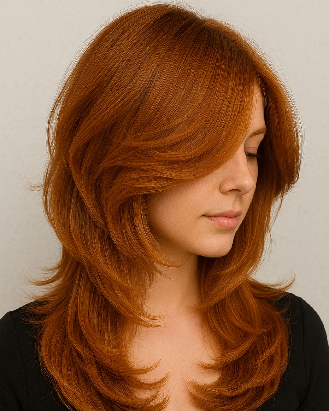 Collarbone Layered Shag Copper — Classy Hair Haircuts
