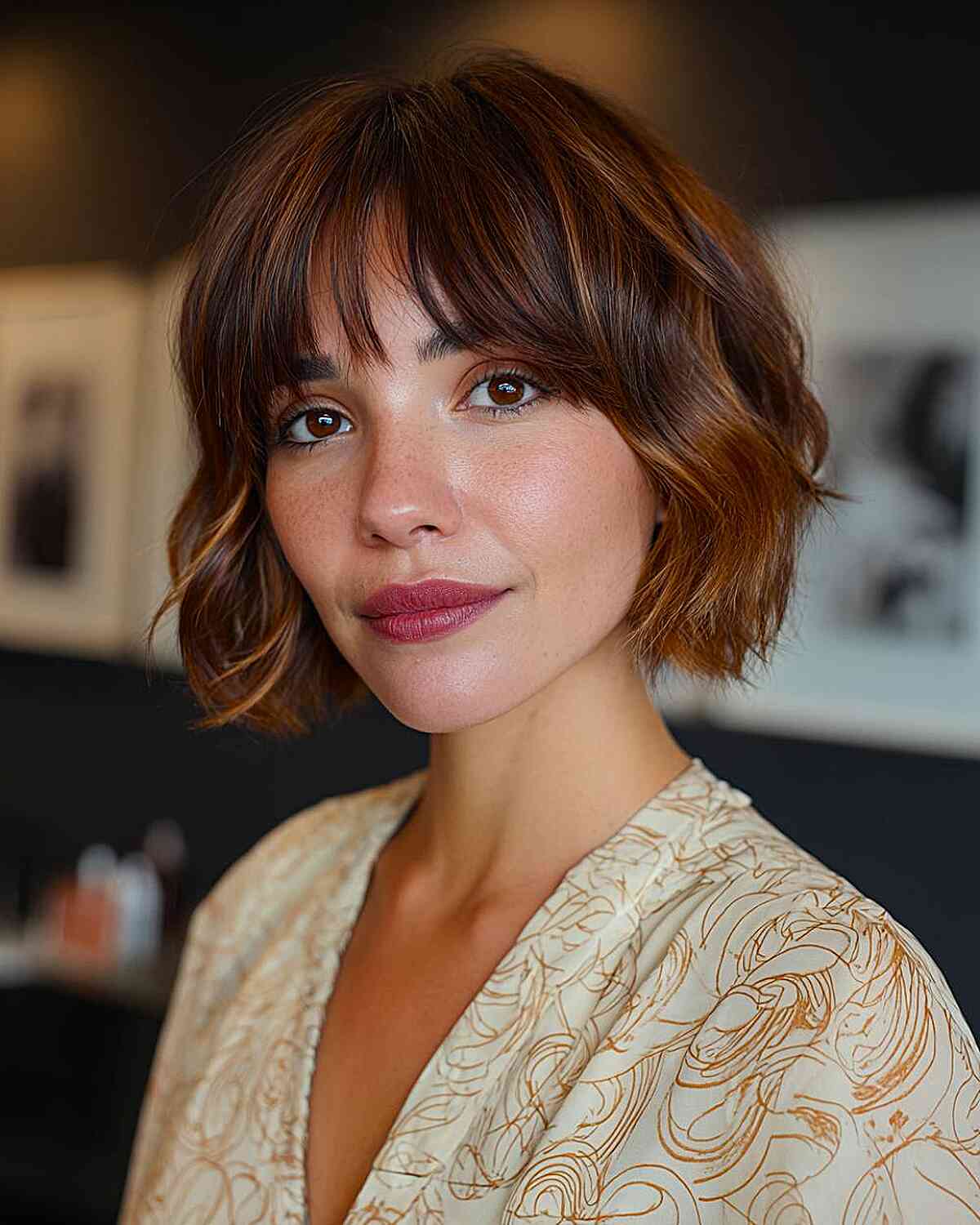 Wavy Brown Bob With Auburn Highlights — Classy Hair Trends for Women