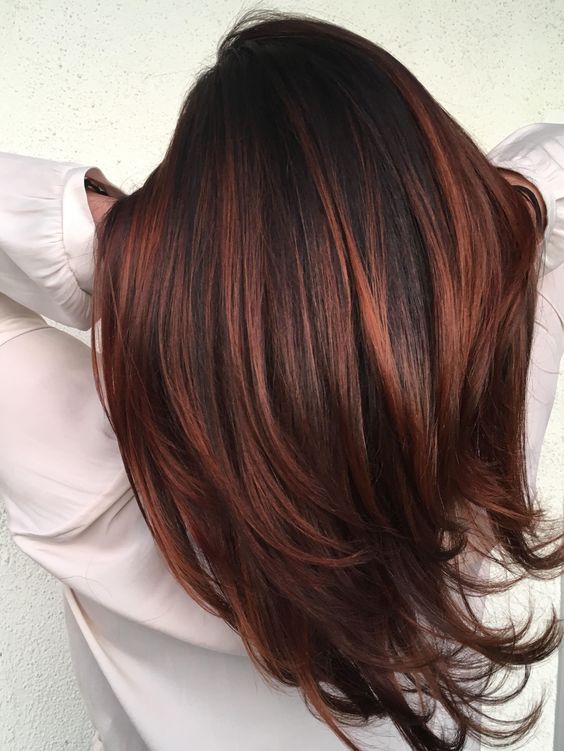 Mid-Back Layers with Copper Highlights — Classy Hair Types Chart