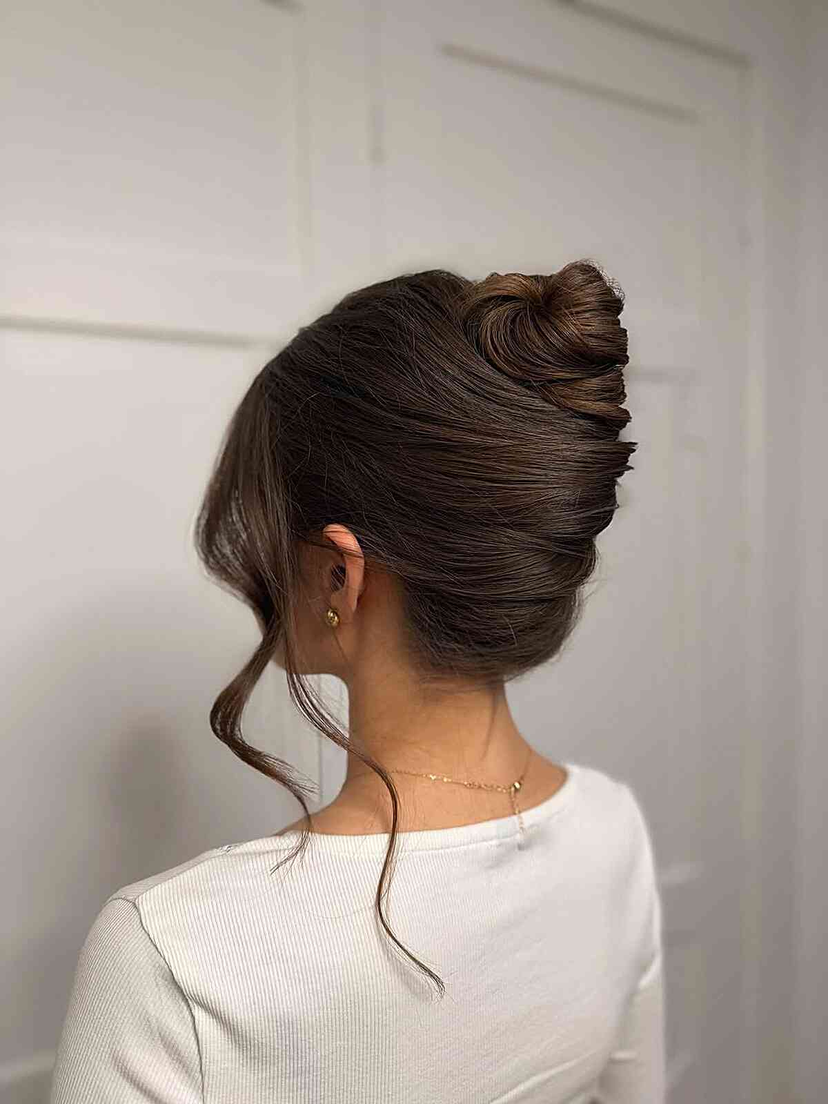 Long Dark Brown Updo with Twisted Bun — Classy Hair Types Chart
