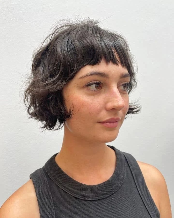 Wavy Dark Brown Shag with Textured Fringe — Classy Hair Types Chart