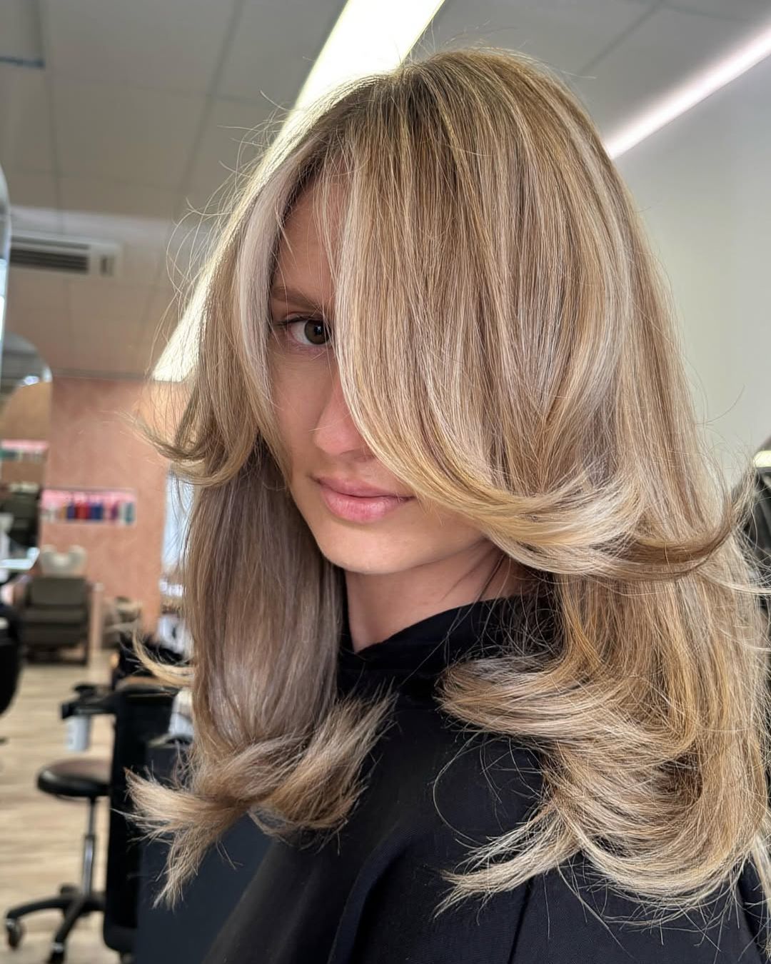 Ash Blonde Collarbone Layers Curtain Bangs Ash Blonde Collarbone Layers Curtain Bangs — Classy Haircuts for Long Hair