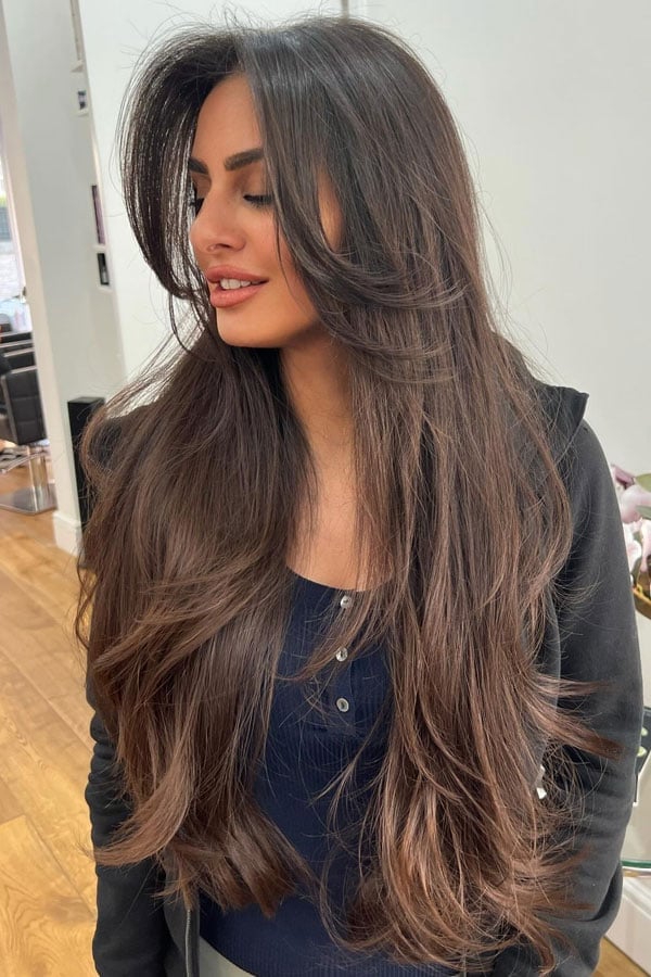 Dark Brown Face Framing Soft Waves Dark Brown Face Framing Soft Waves — Classy Haircuts for Long Hair