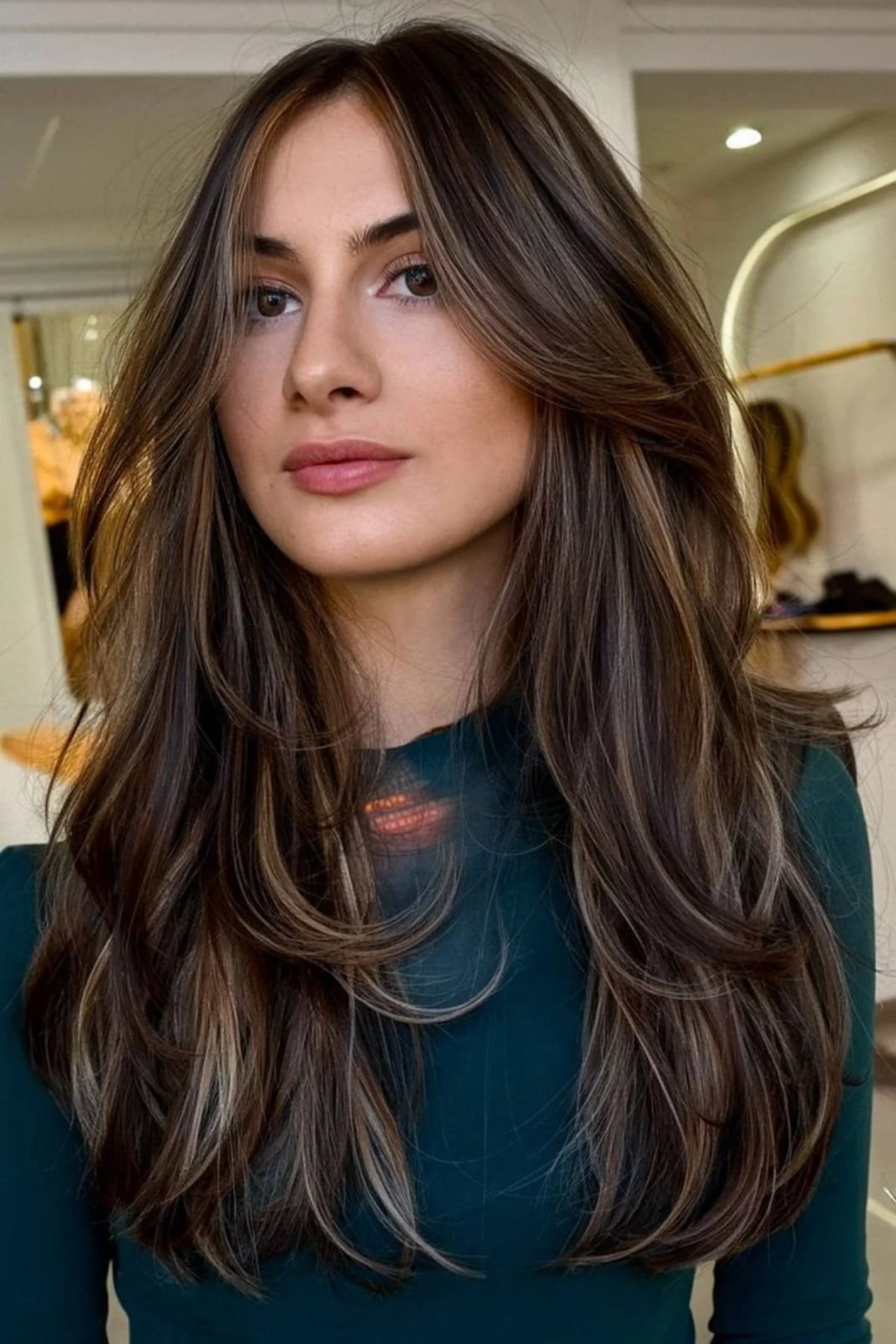 Dark Brown Blonde Balayage Long Layers Dark Brown Blonde Balayage Long Layers — Classy Haircuts for Long Hair