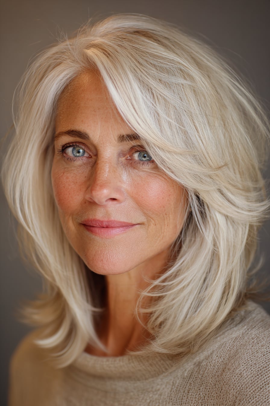 Ash Blonde Layered Bob With Soft Waves — Classy Haircuts for Round Face