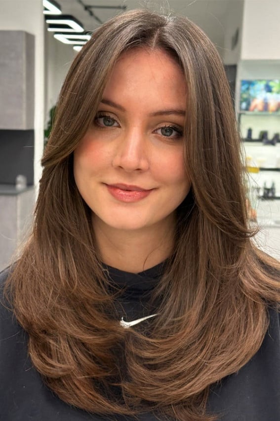 Blonde Bob With Collarbone Layers And Curtain Bangs, Mid-Back — Classy Haircuts for Round Face